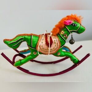 Vintage Embroidered Satin Silk Rocking Horse Figure